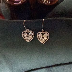 Sterling silver CZ heart candle earrings